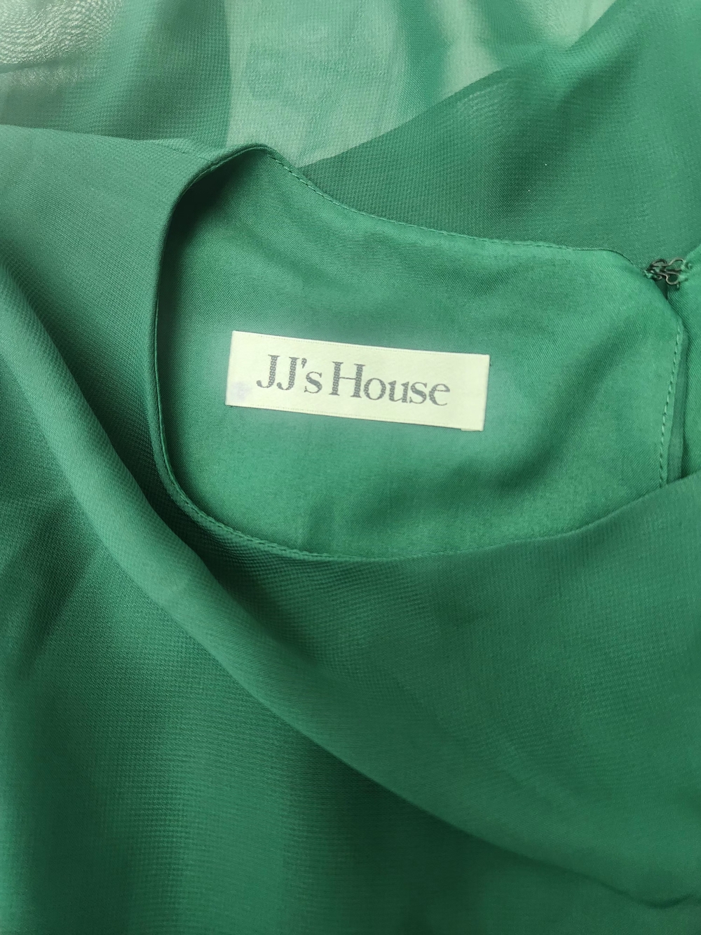 JJs House Emerald Green Asymmetric Chiffon Layered Blouse Size 12 - Picture 8 of 12